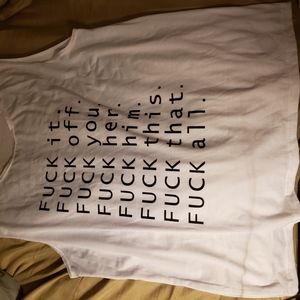 Fuck white sleeveless t shirt size xl
